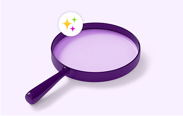 A magnifying glass with sparkle overlay.