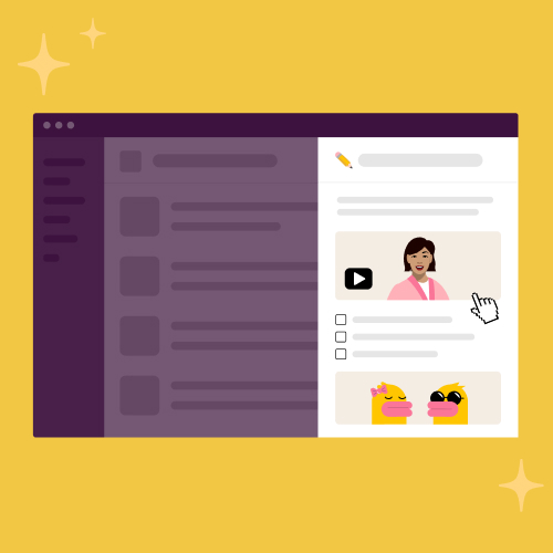 Abstract version of a Slack canvas featuring image of a friendly duck