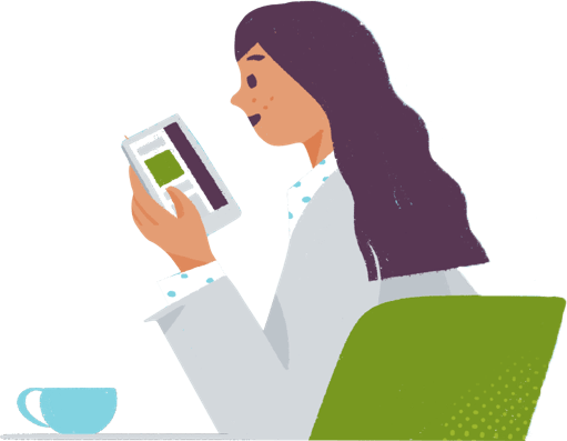 Eine Frau mit der neuesten Version von Slack auf ihrem Handy.