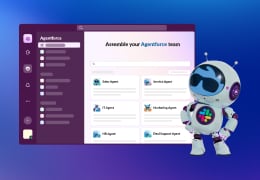 Agent Astro stands next to the Slack UI