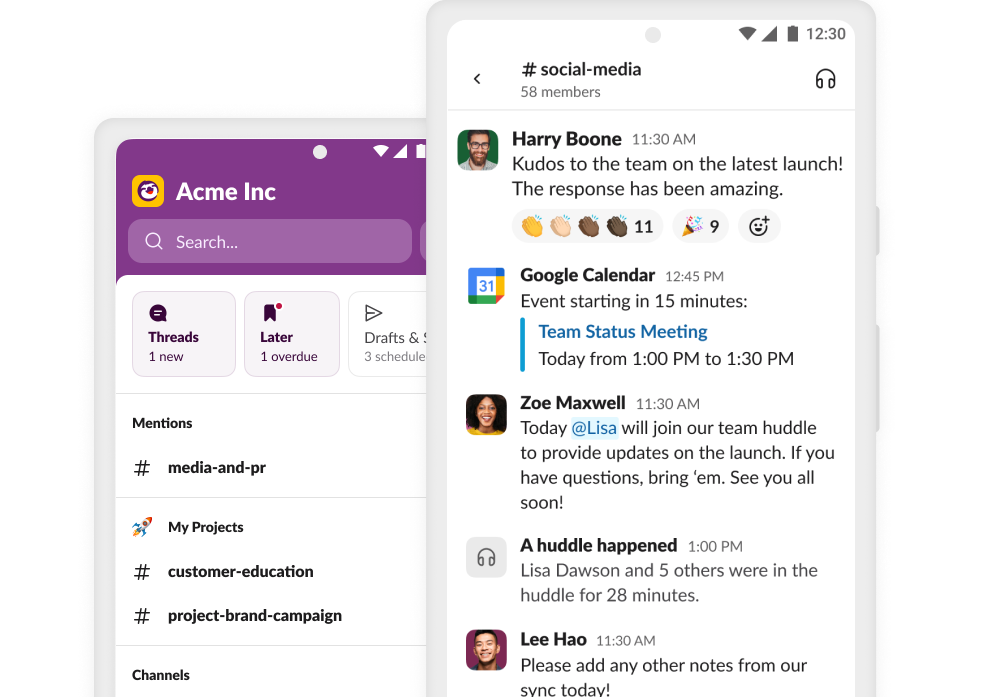 Screenshot of the Slack app