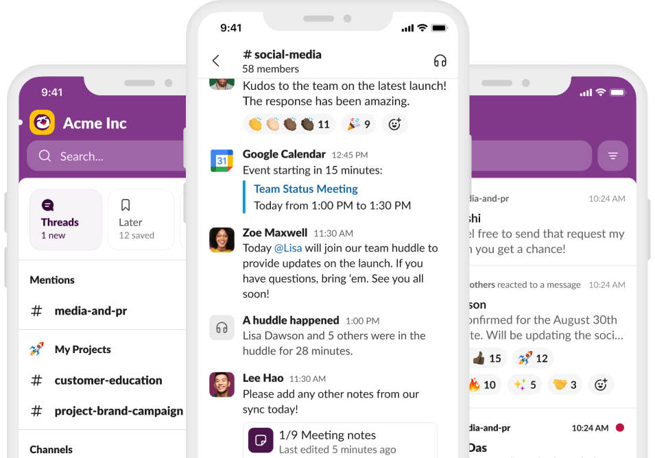 Screenshot of the Slack app