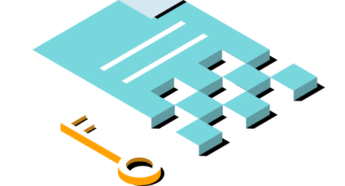 Illustrazione di documento e chiave.