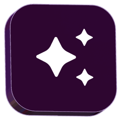 A square with rounded corners shows a sparkle icon.