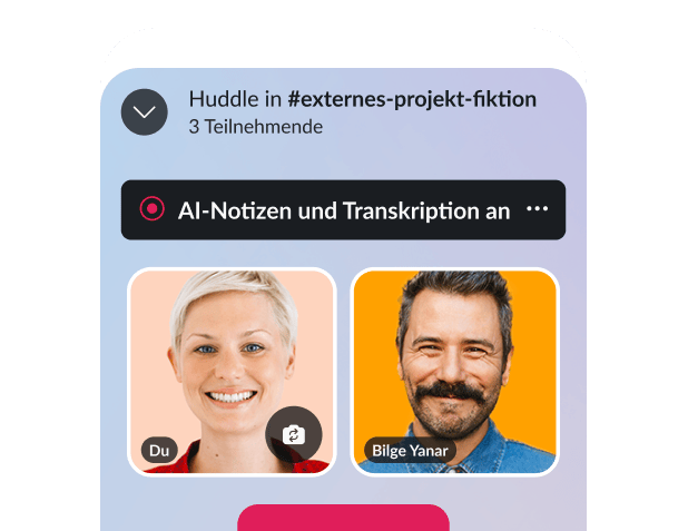 A mockup displays a virtual huddle.
