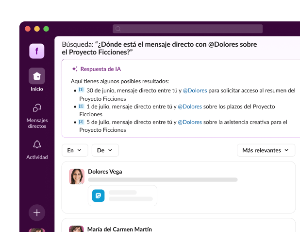 A search results page displays Al answers to a direct message inquiry.
