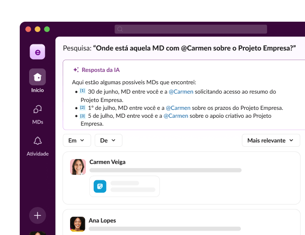 A search results page displays Al answers to a direct message inquiry.