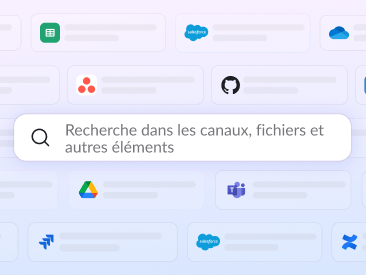 Une zone de recherche affiche le texte « Recherche dans les canaux, fichiers et autres éléments ».